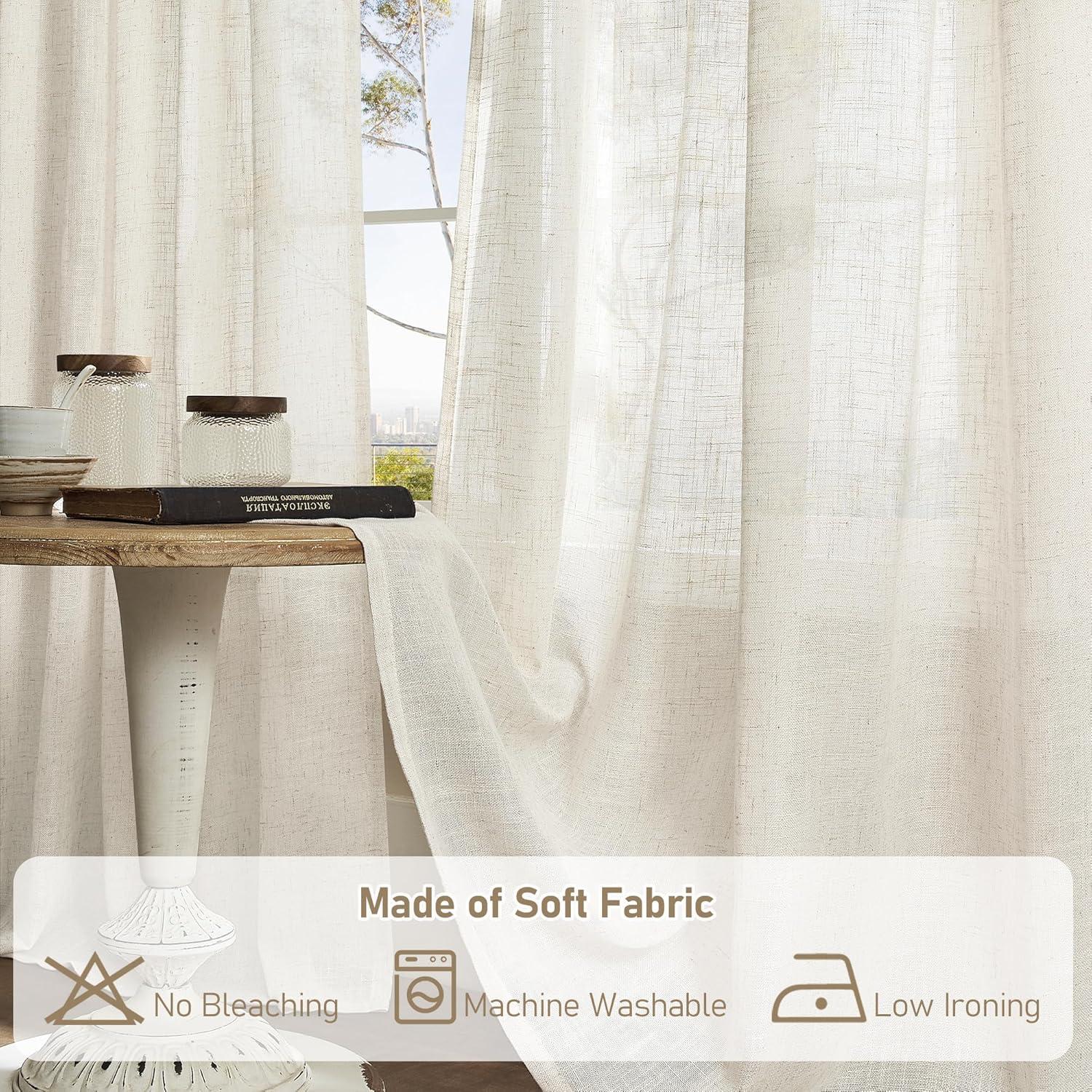 Cortinas de lino filtrantes LAMIT 52x84 cm marfil natural 2 paneles