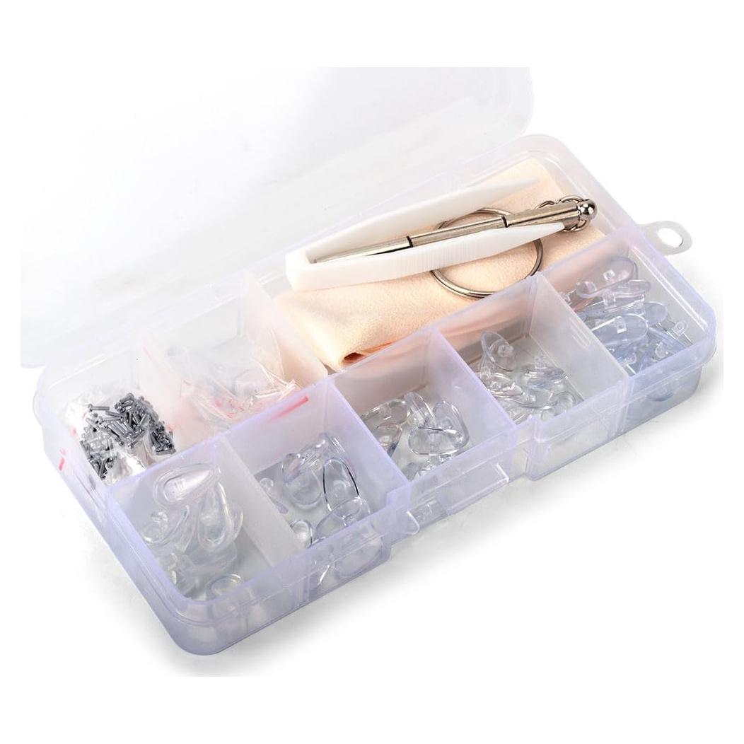Kit de Reparación de Gafas Ofone con 50 Tornillos y 70 Almohadillas