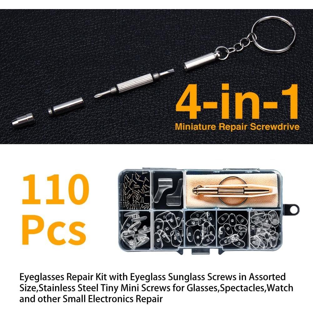 Kit de Reparación de Gafas Ofone con 50 Tornillos y 70 Almohadillas