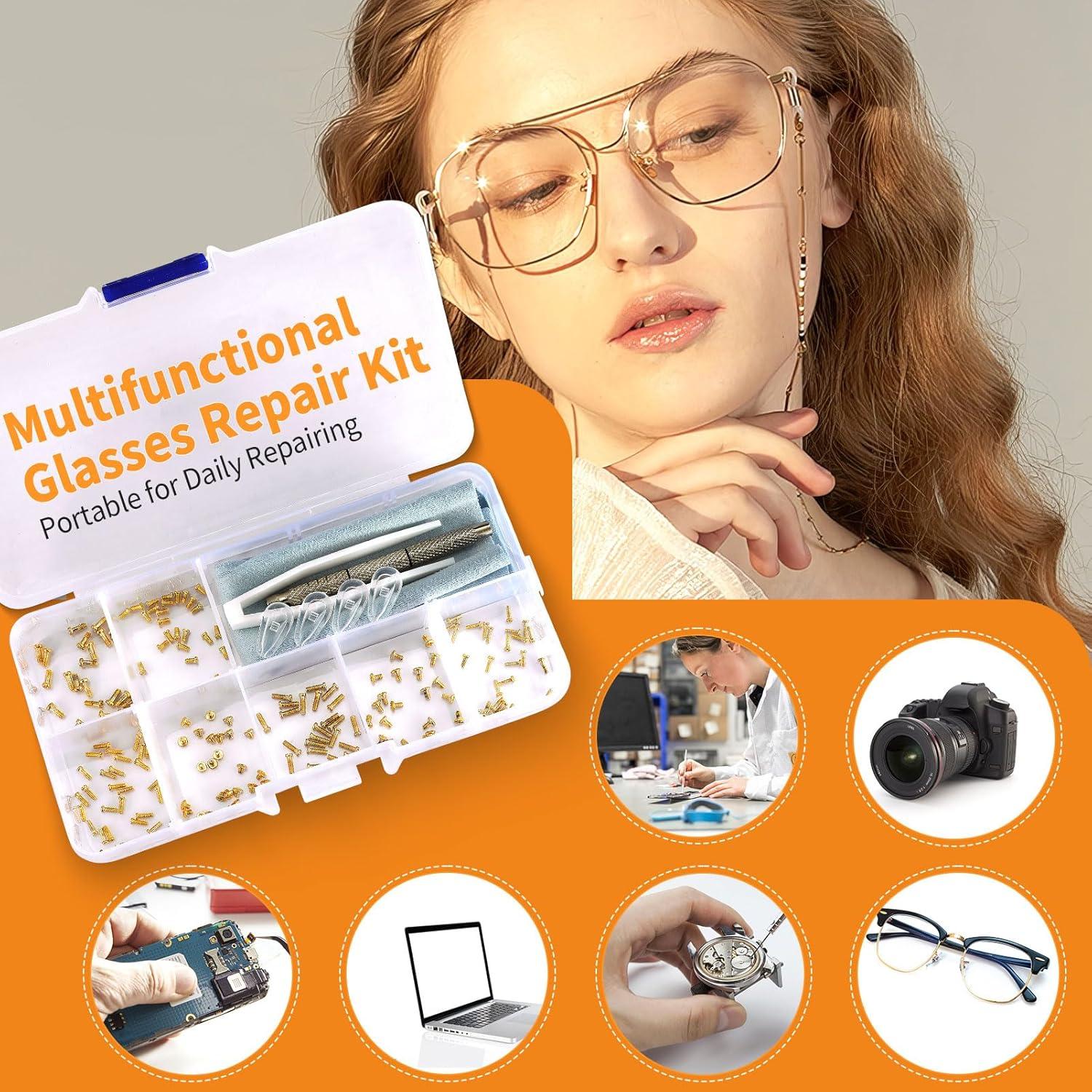 Kit de Reparación de Gafas Ofone con 140 Tornillos Dorados