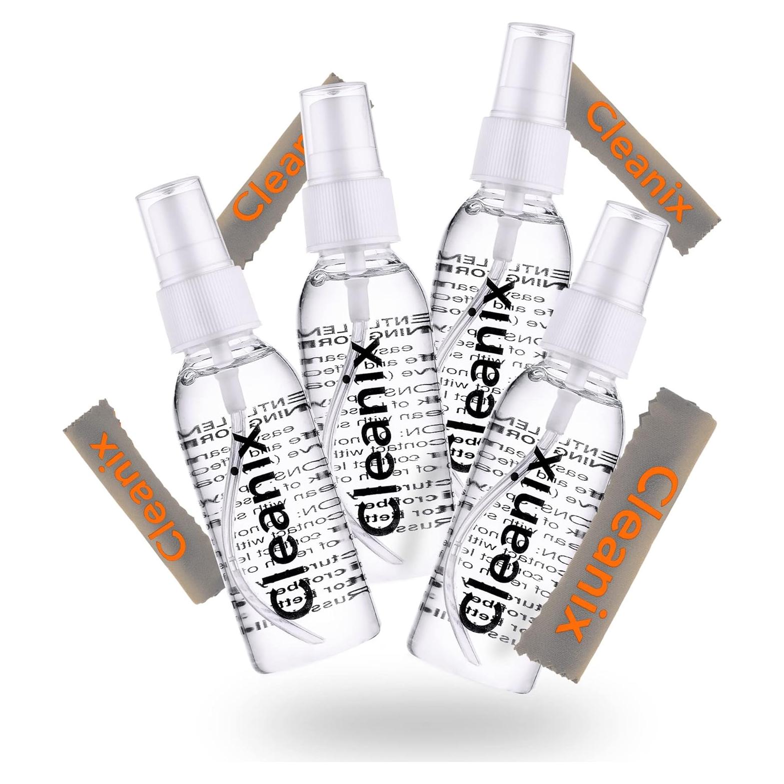 Kit Limpiador de Gafas Cleanix 4 Botellas 59ml y Paños