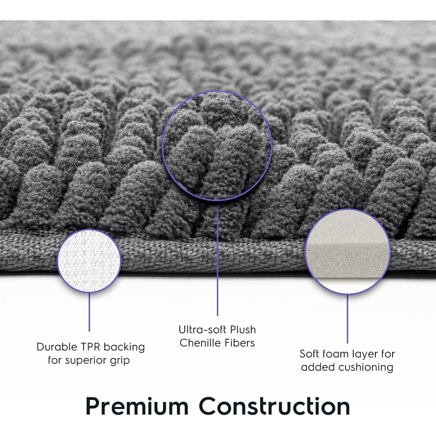 Alfombra de baño Tafts Chenille Gris Espacial 53x81 cm Antideslizante