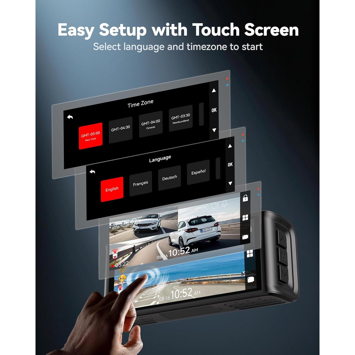 Cámara de Salpicadero REDTIGER F7N Touch 4K Doble, GPS, WiFi