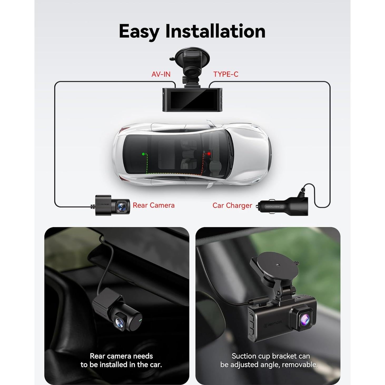 Cámara de Salpicadero REDTIGER F7N Touch 4K Doble, GPS, WiFi