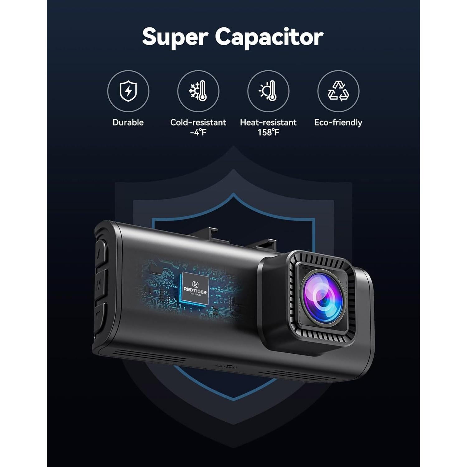 Cámara de Salpicadero REDTIGER F7N Touch 4K Doble, GPS, WiFi