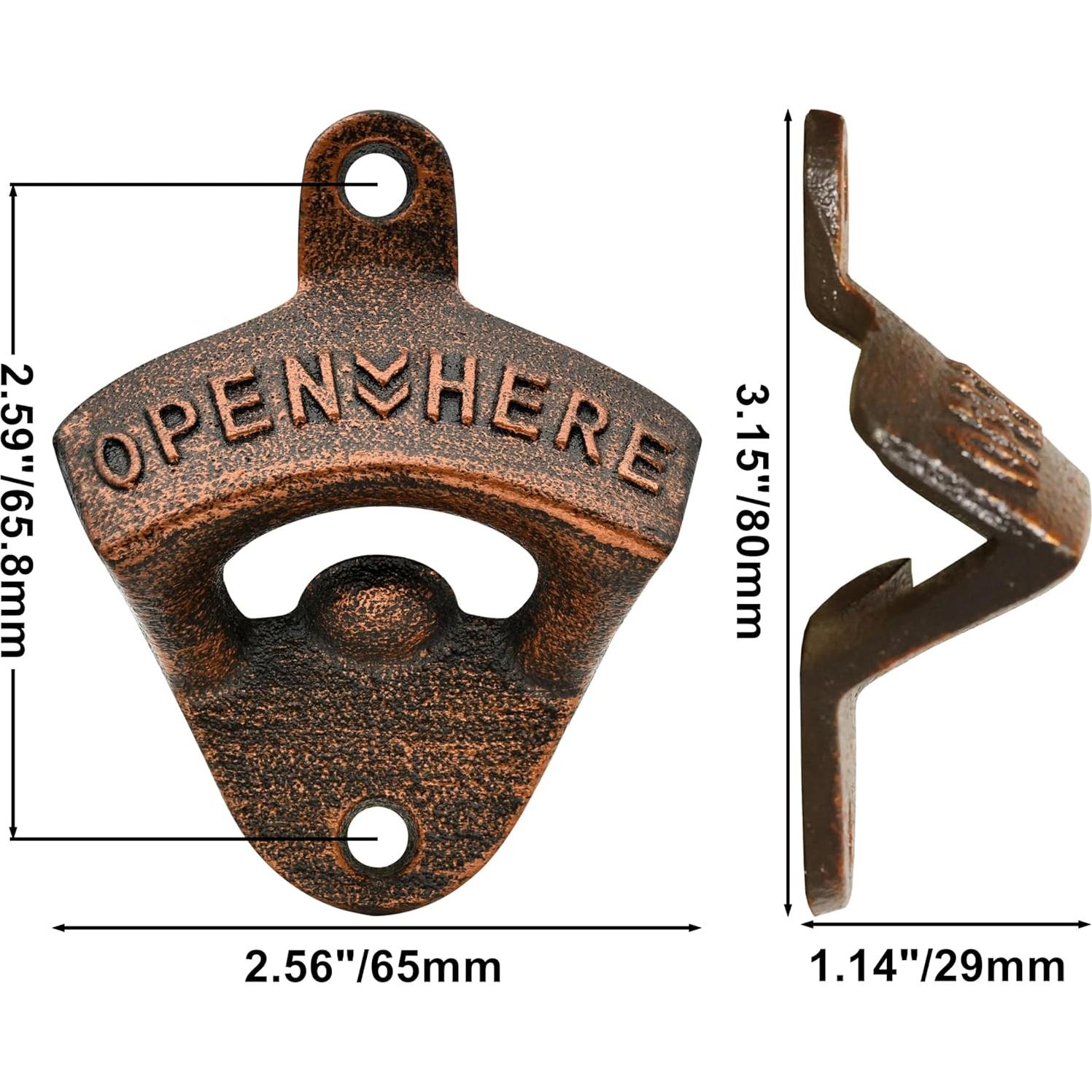 Abrebotellas de Hierro Fundido HAIICEN Montaje en Pared Cobre Antiguo