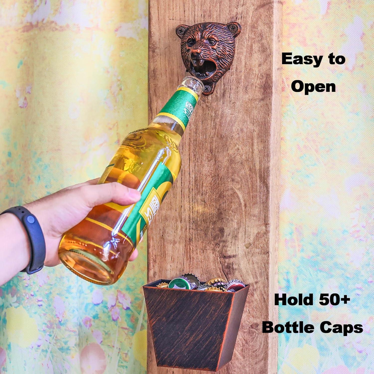 Abrebotellas de Pared HAIICEN Oso Hierro Fundido Cobre Antiguo