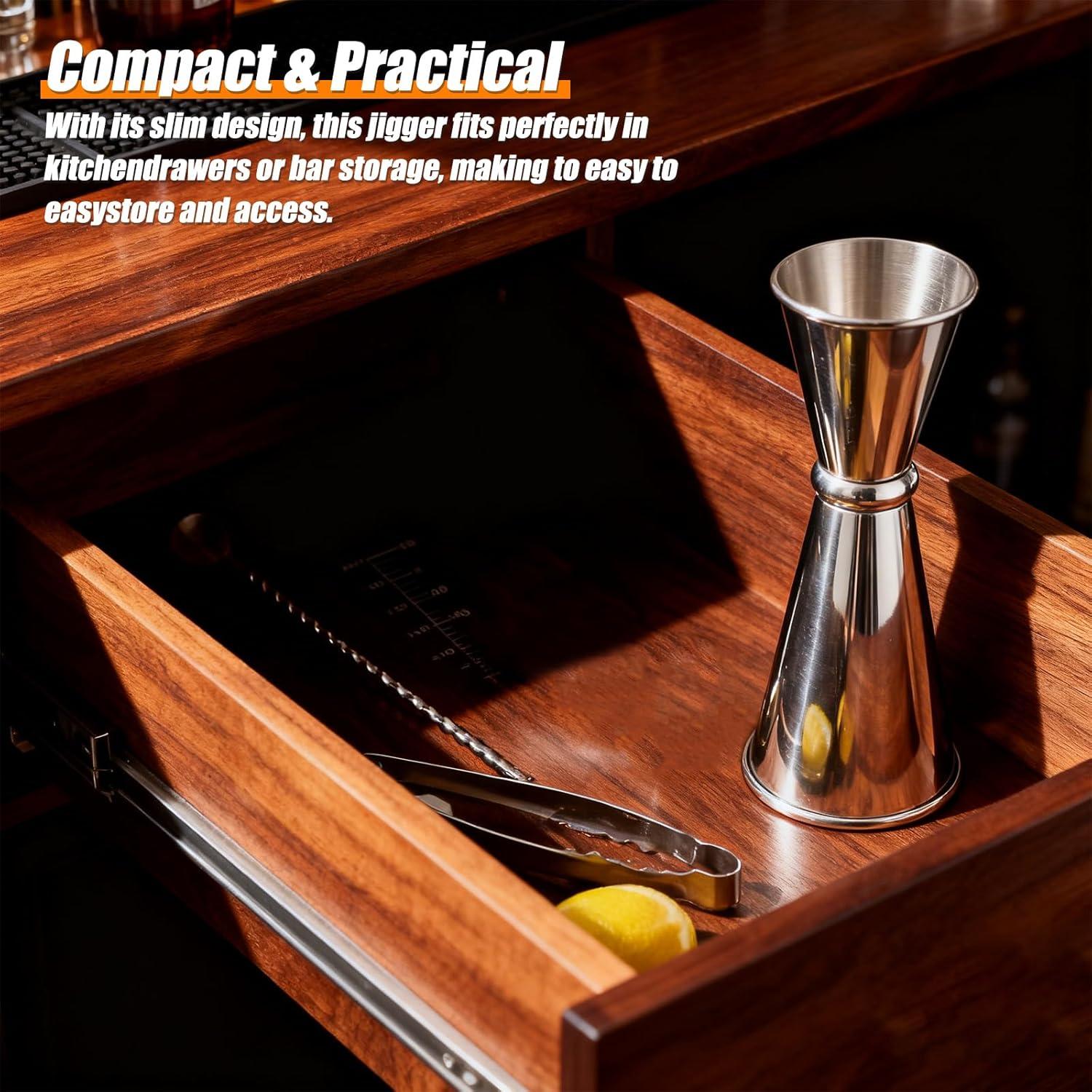 Jigger Doble 2oz/1oz Oxiraqan - Acero Inoxidable para Coctelería