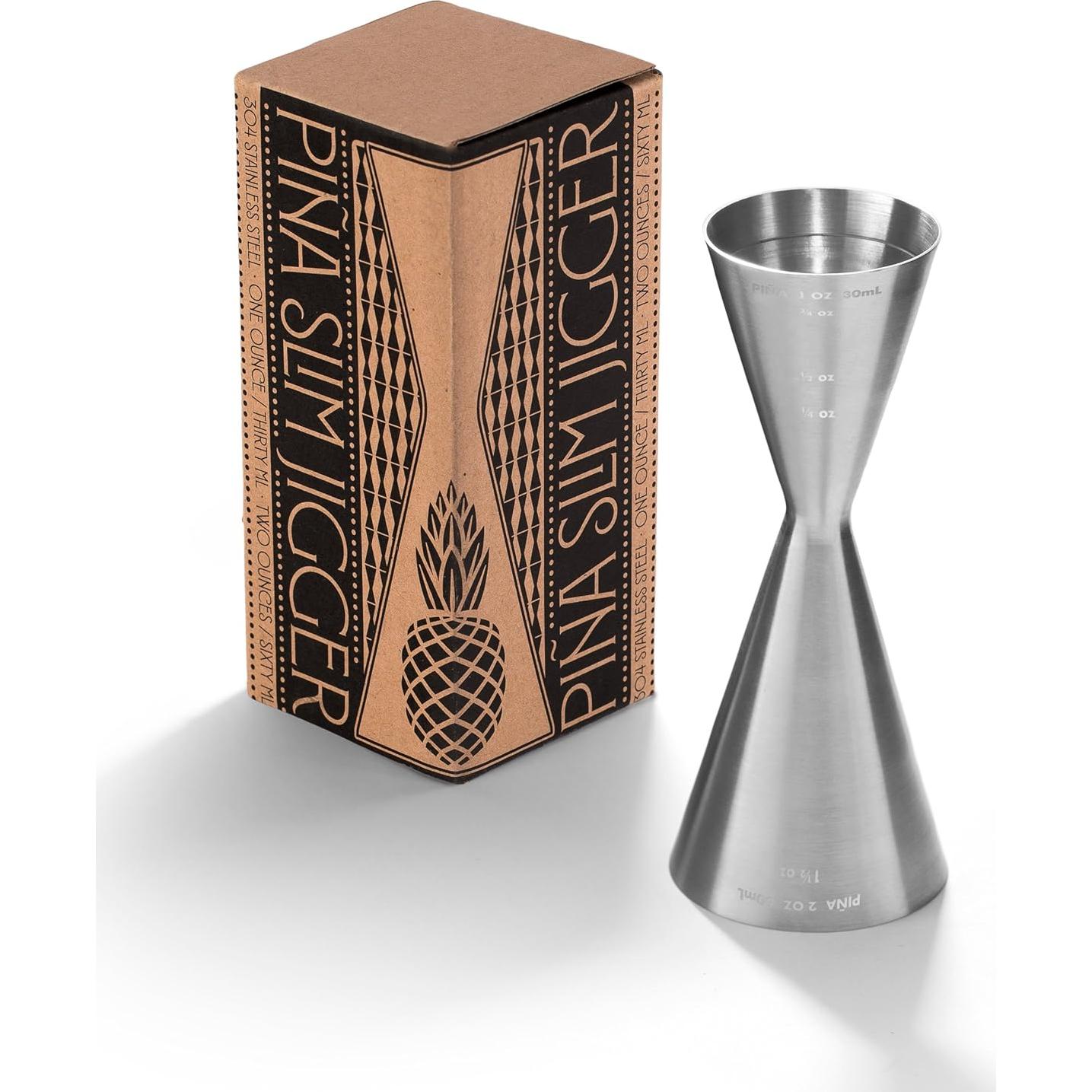 Jigger Acero Inoxidable Piña Barware 30ml Acabado Cepillado