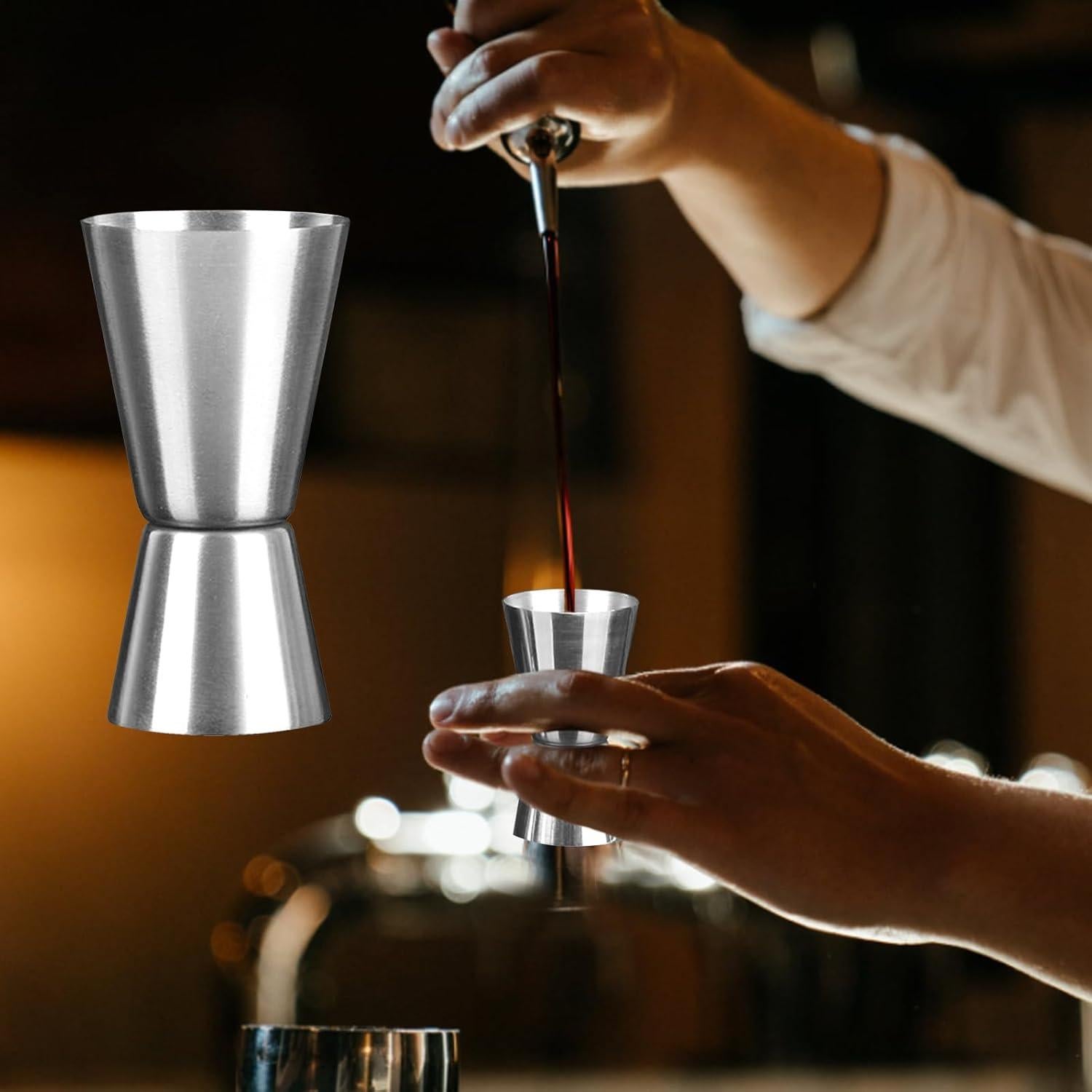 Jigger Medidor Doble EWUHRY Acero Inoxidable 30ml Plateado