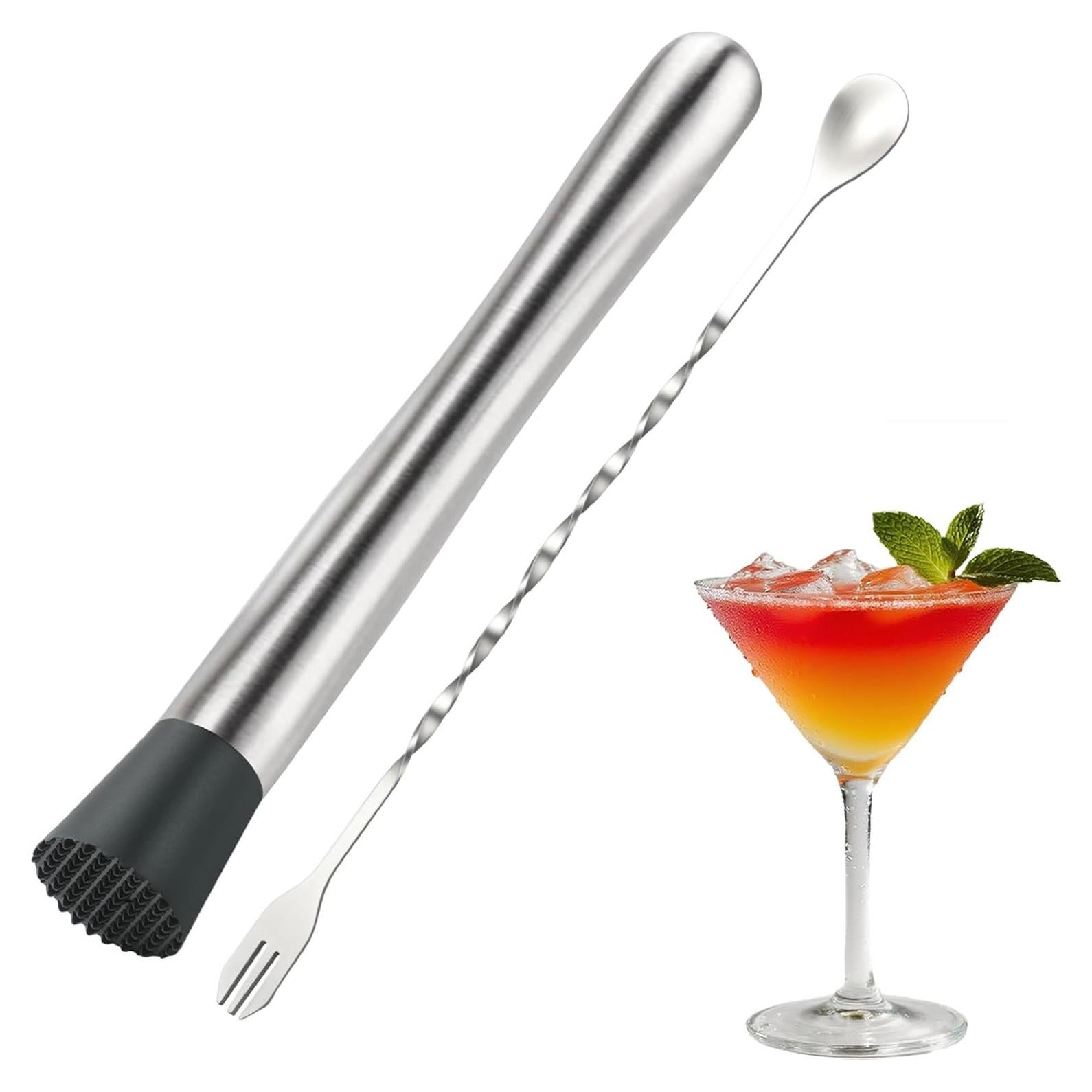 Juego de 2 Piezas Muddler y Cuchara Acero Inoxidable SZDGGZ