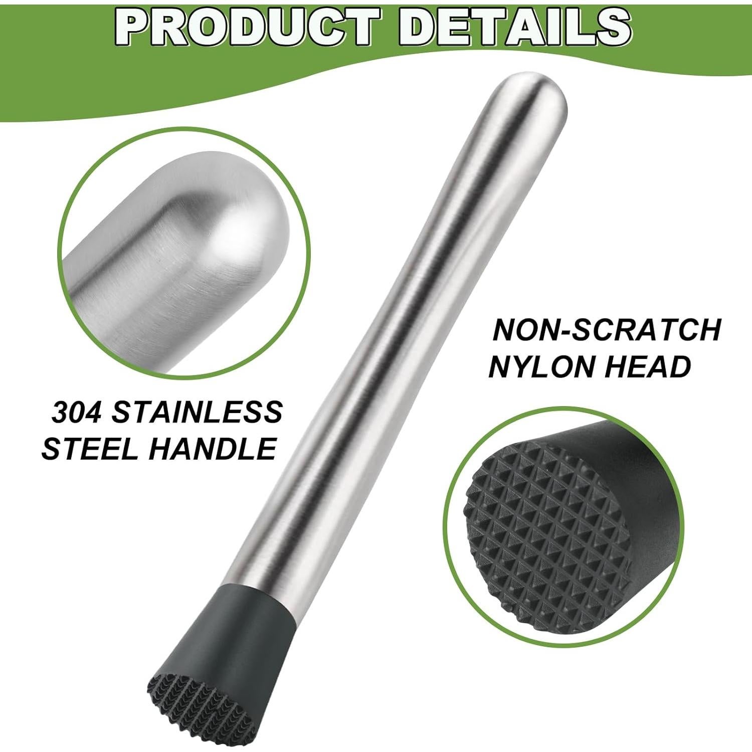 Juego de 2 Piezas Muddler y Cuchara Acero Inoxidable SZDGGZ