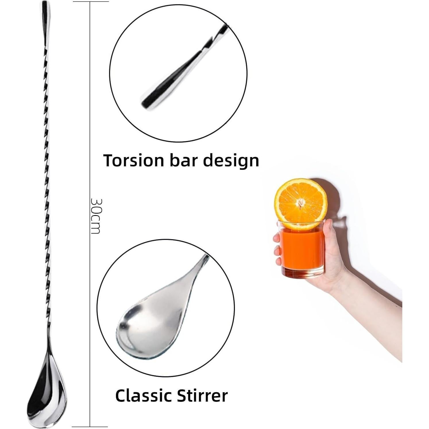 Mortero de cócteles LEGERM de acero inoxidable con cuchara