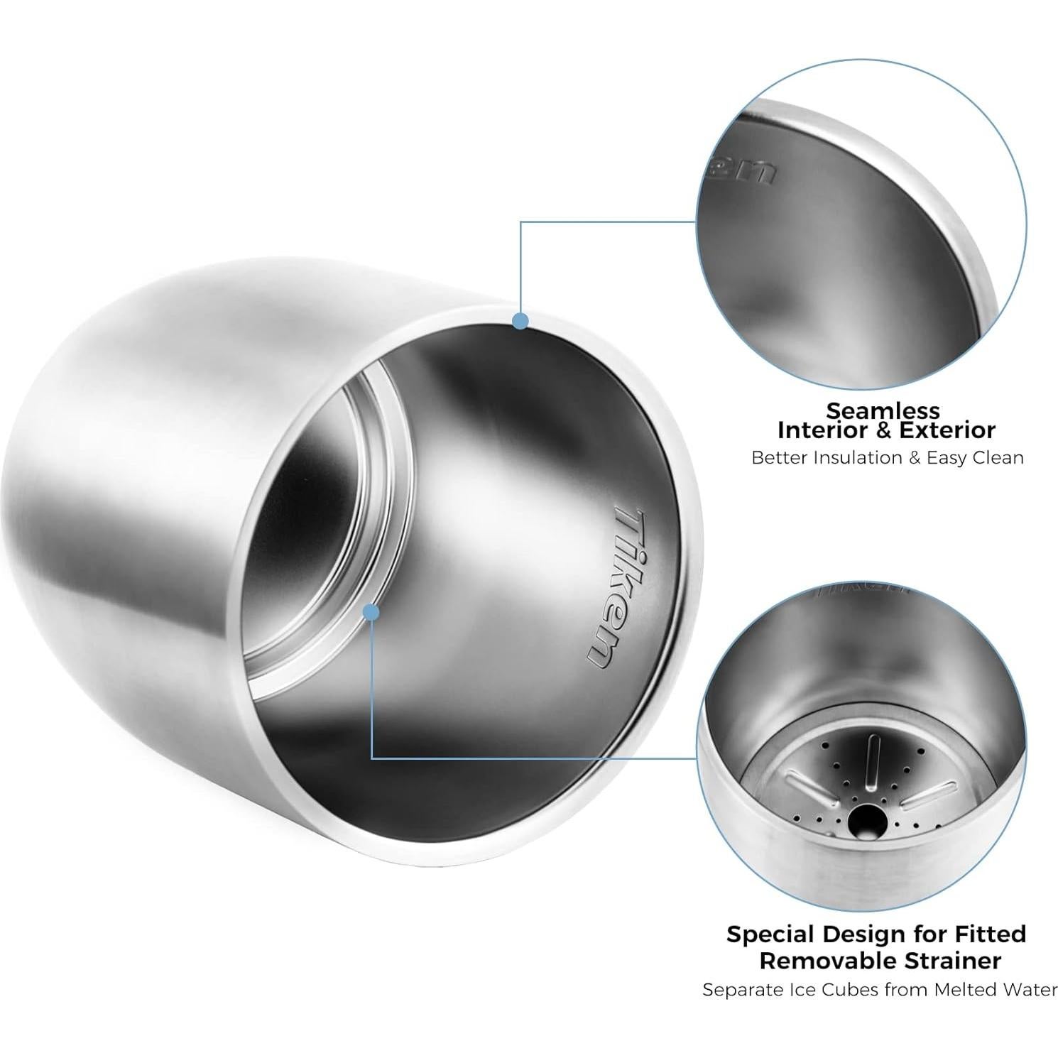 Cubo de Hielo Aislado Tiken 3L Acero Inoxidable con Tapa y Pinzas