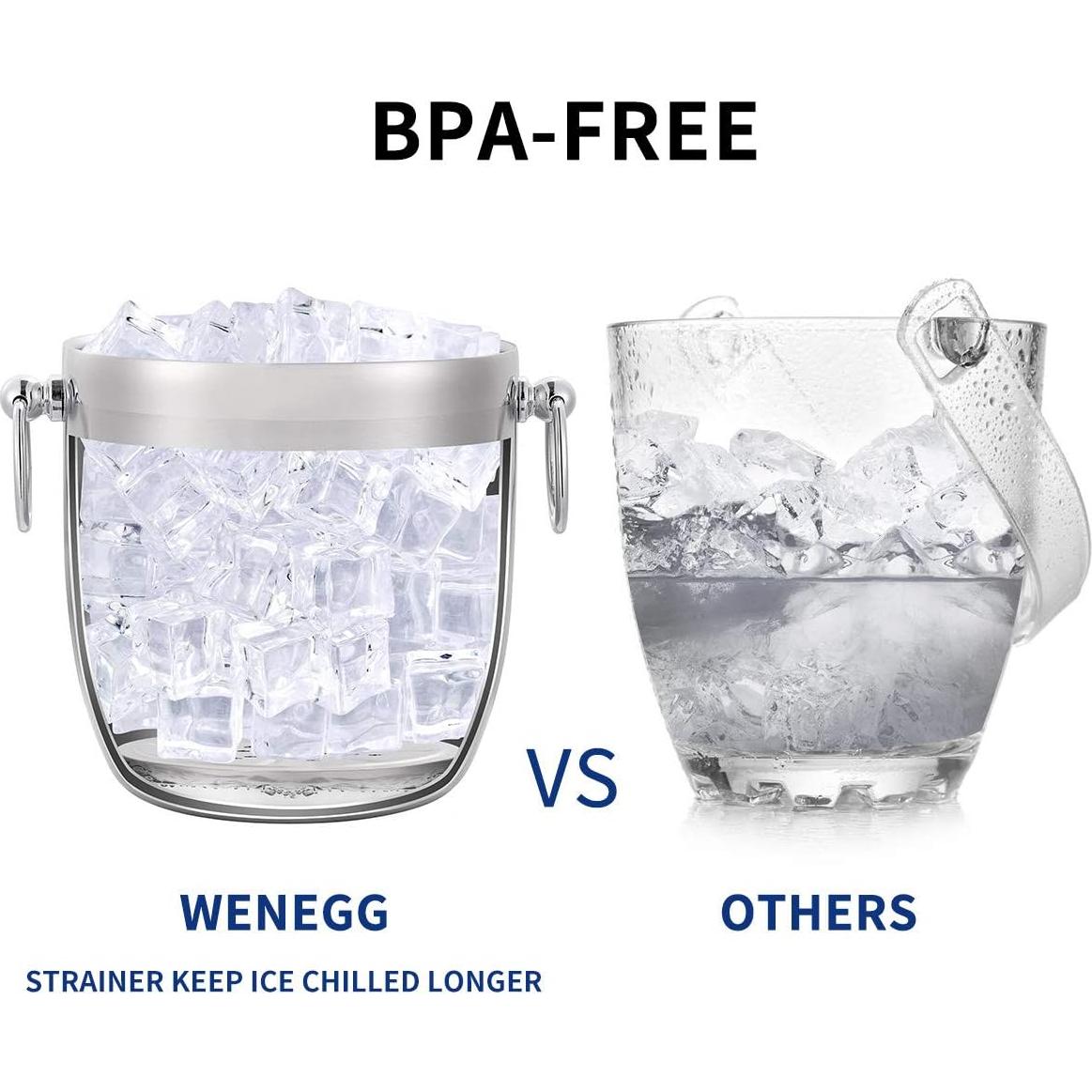 Cubeta de Hielo Aislada WENEGG 3L con Tapa y Colador