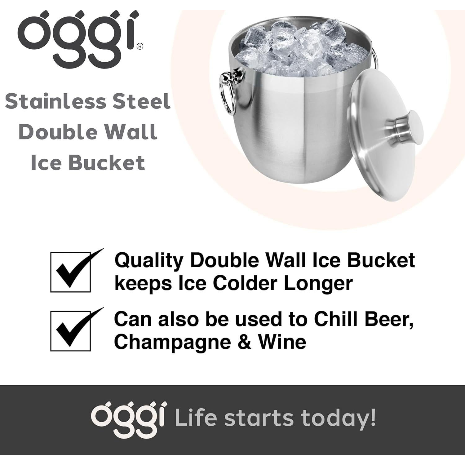 Cubo de Hielo Aislado OGGI de Acero Inoxidable 2.84L