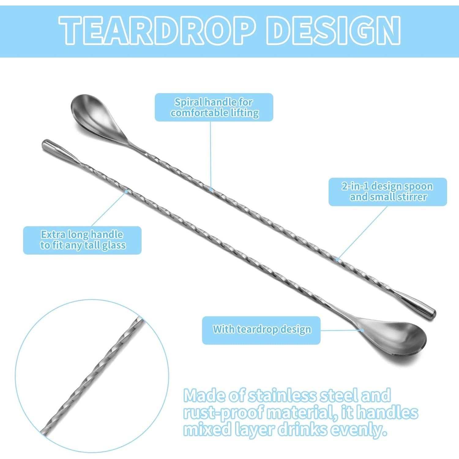 Cuchara de Mezcla Larga Acero Inoxidable 30.48 cm 2 Pcs