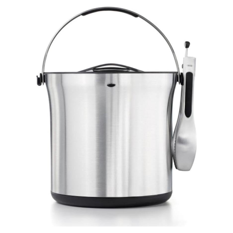 Cubo de Hielo OXO SteeL 3.79L con Pinzas de Acero Inoxidable