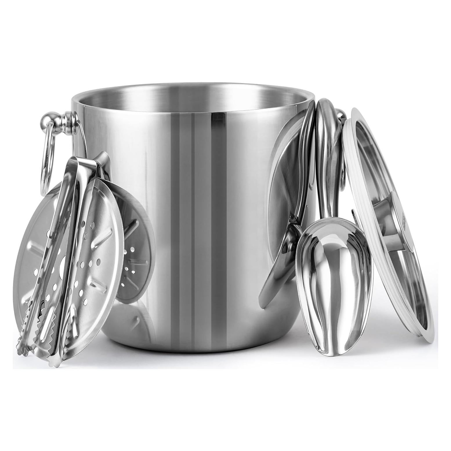 Cubo de Hielo Aislado 3L Golden Cudgel con Tapa y Pinzas