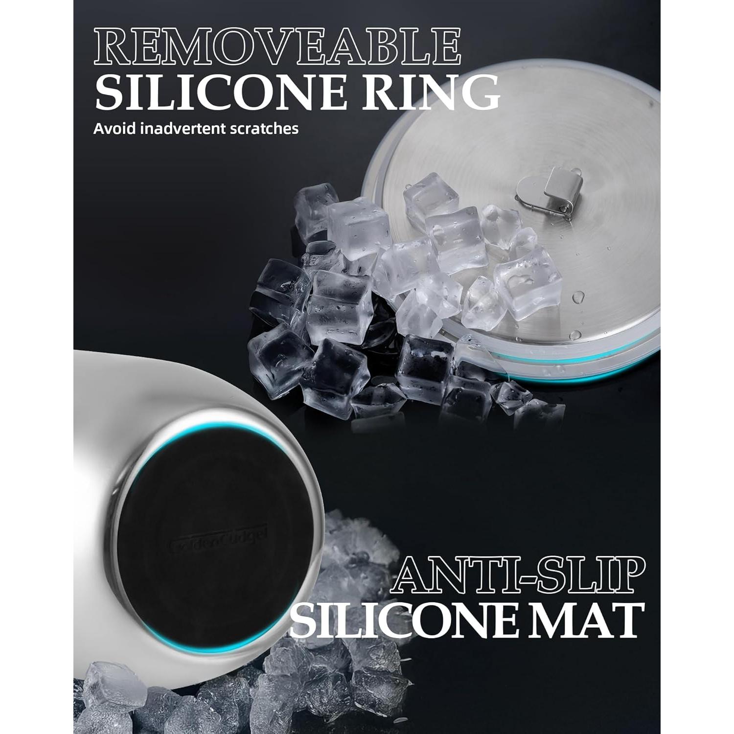 Cubo de Hielo Aislado 3L Golden Cudgel con Tapa y Pinzas