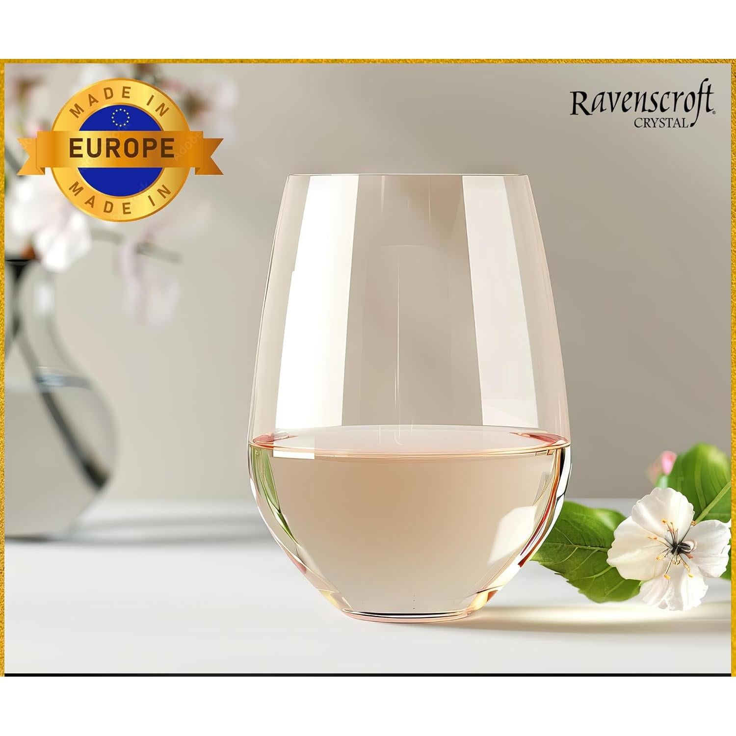 Set de 6 Copas de Vino Sin Tallo Ravenscroft 500 ml - Cristal Europeo