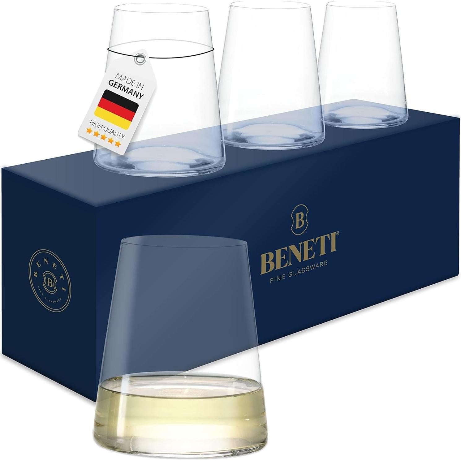 Juego de Copas de Vino Sin Tallo BENETI 4 Unidades 0.5L