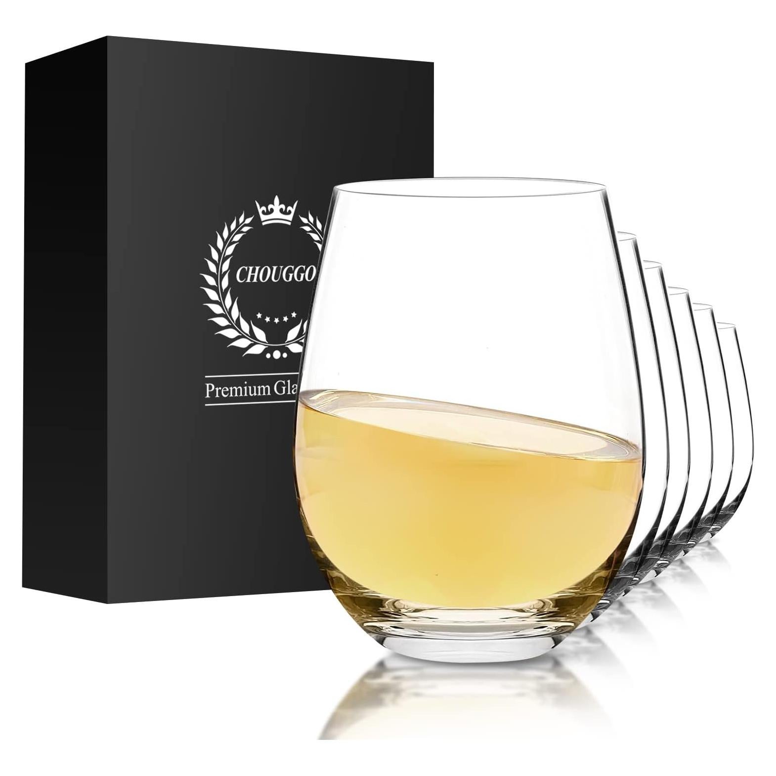 Juego de 6 Copas de Vino Sin Tallo Chouggo 532ml Cristal Premium