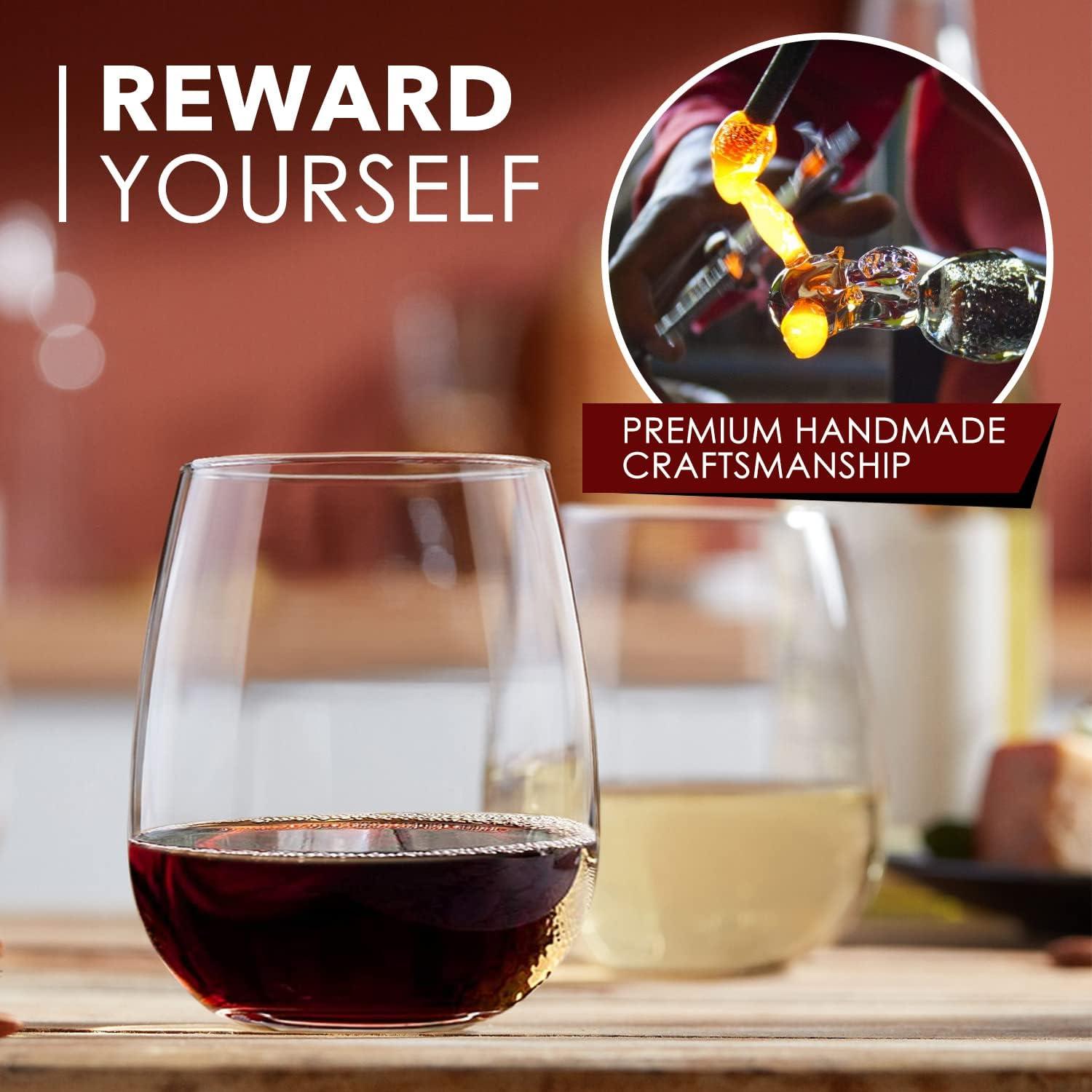 Juego de 6 Copas de Vino Sin Tallo Chouggo 532ml Cristal Premium