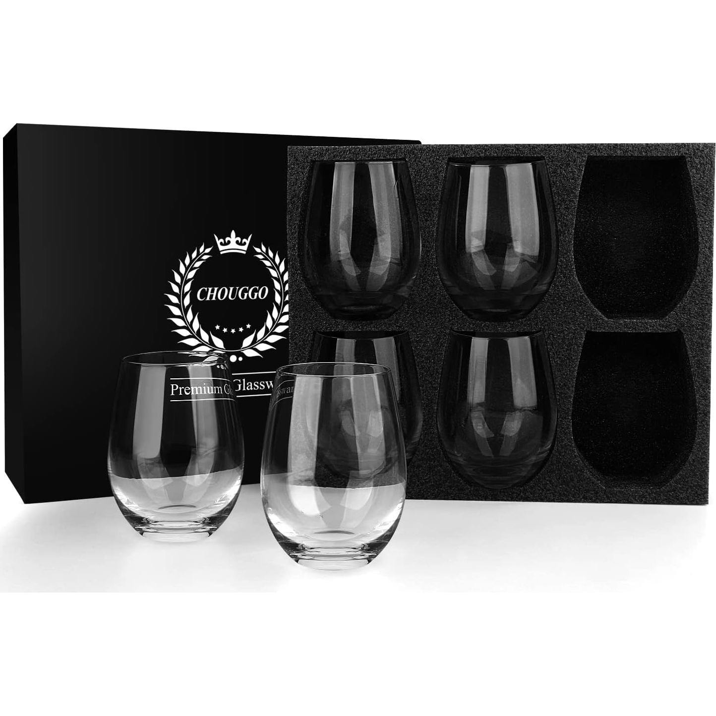 Juego de 6 Copas de Vino Sin Tallo Chouggo 532ml Cristal Premium