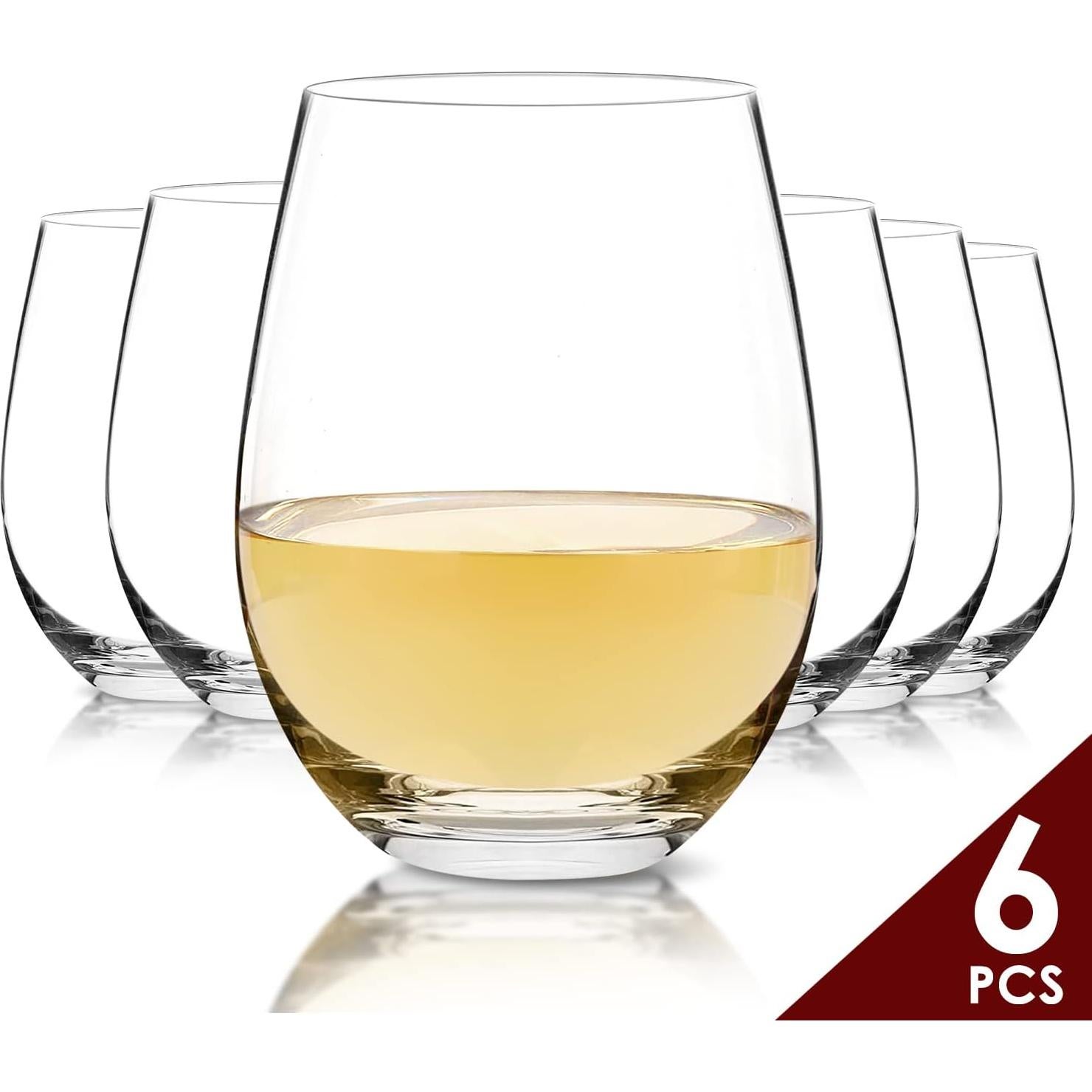 Juego de 6 Copas de Vino Sin Tallo Chouggo 532ml Cristal Premium