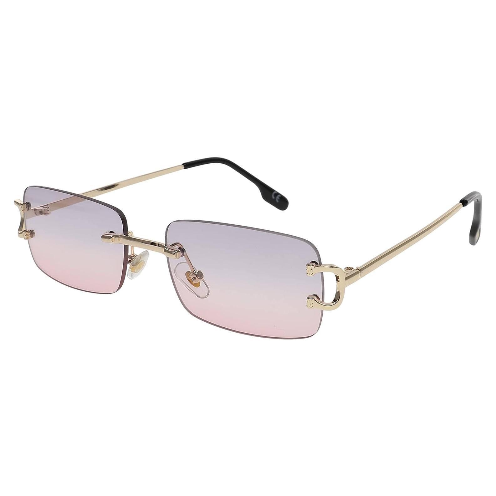 Gafas de Sol Sin Montura Doradas Unisex 55mm Lentes Claros