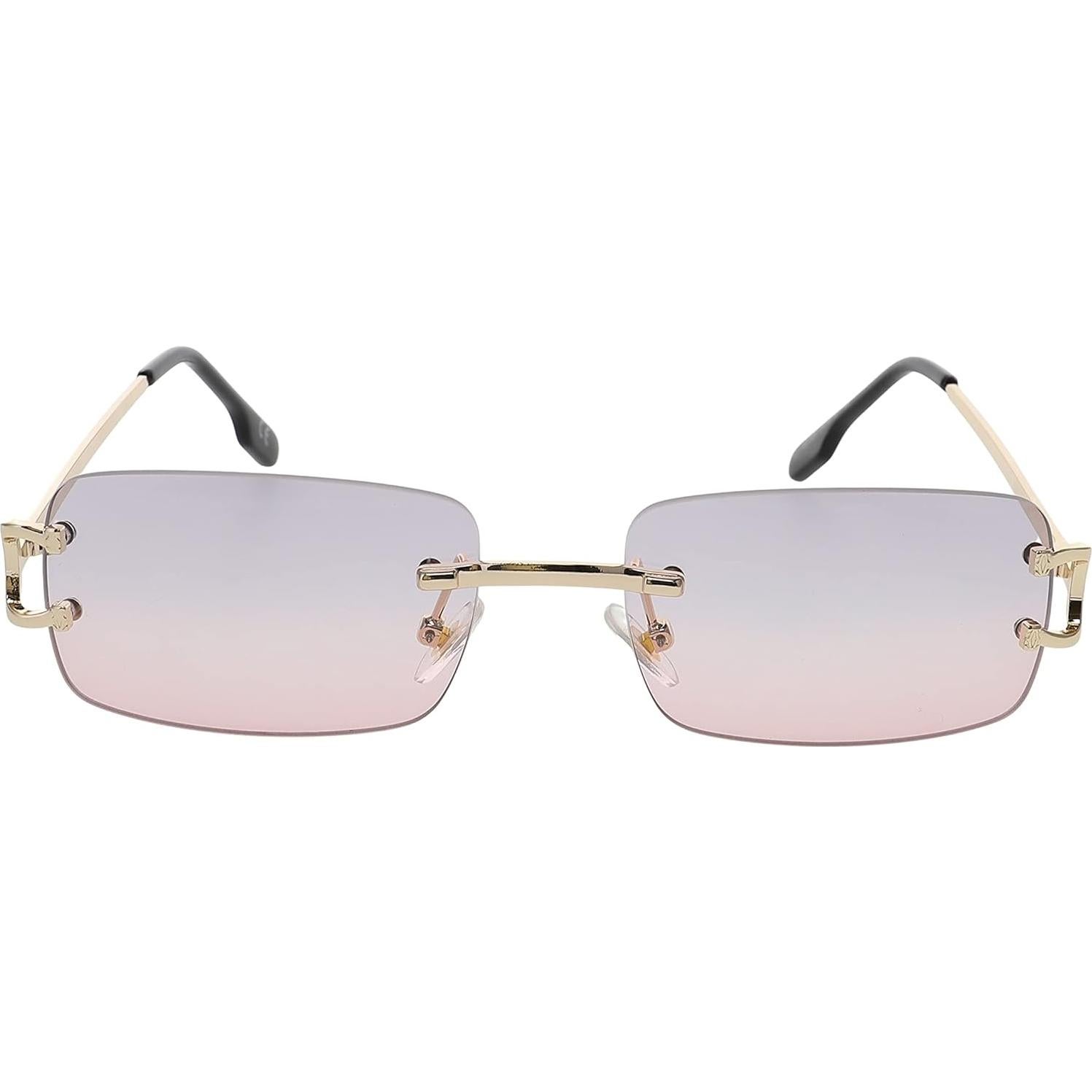 Gafas de Sol Sin Montura Doradas Unisex 55mm Lentes Claros