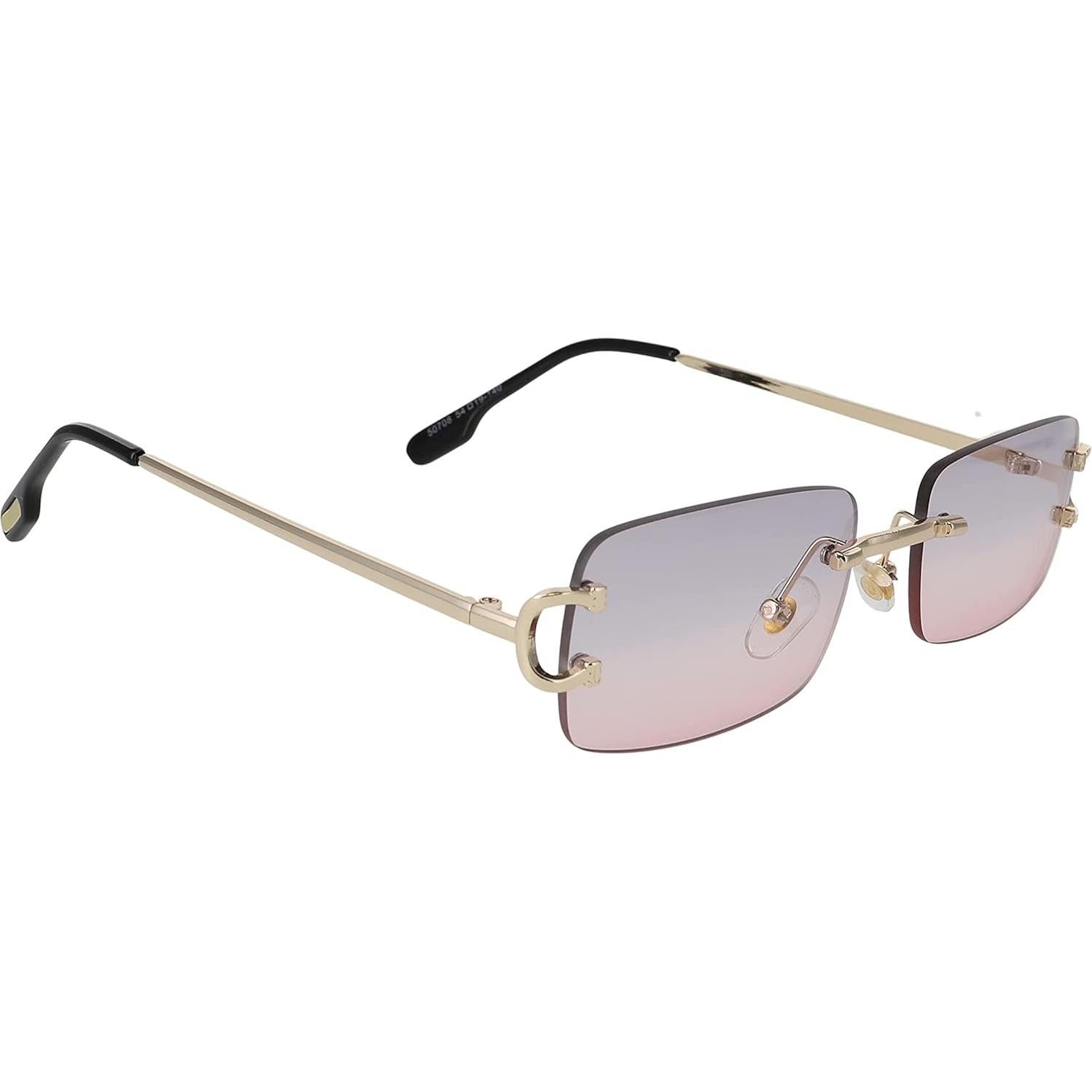 Gafas de Sol Sin Montura Doradas Unisex 55mm Lentes Claros