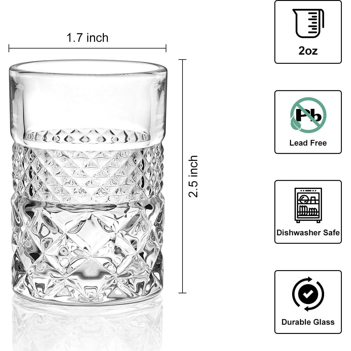 Juego de 6 Vasos de Disparo Paysky 2oz Cristal Base Pesada