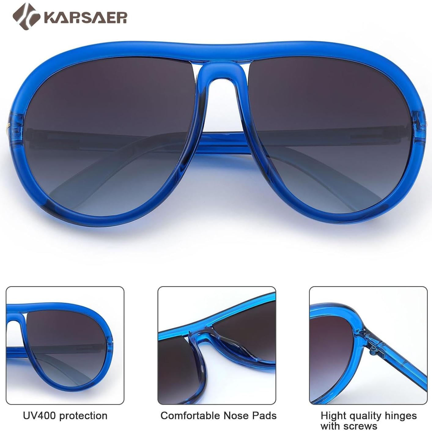 Gafas de sol aviador Karsaer unisex 60mm protección UV