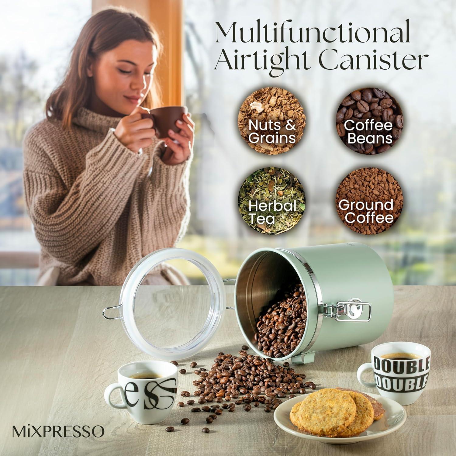 Contenedor de Café Verde Mixpresso 450g Acero Inoxidable Hermético