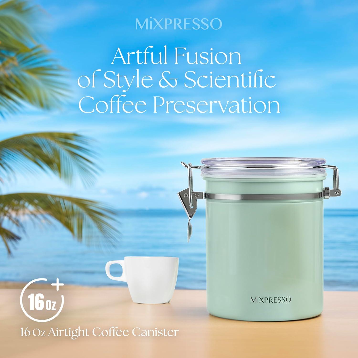 Contenedor de Café Verde Mixpresso 450g Acero Inoxidable Hermético