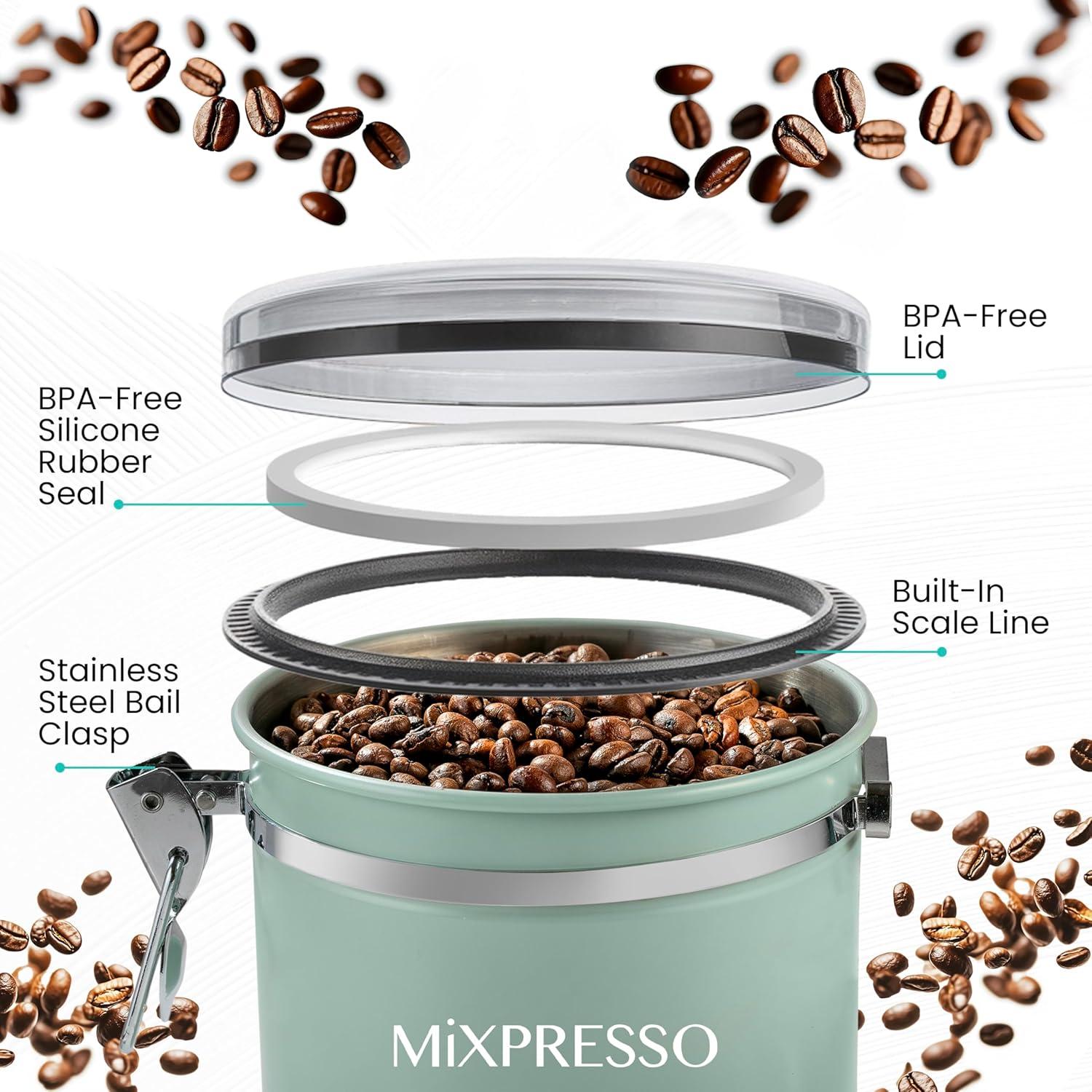 Contenedor de Café Verde Mixpresso 450g Acero Inoxidable Hermético