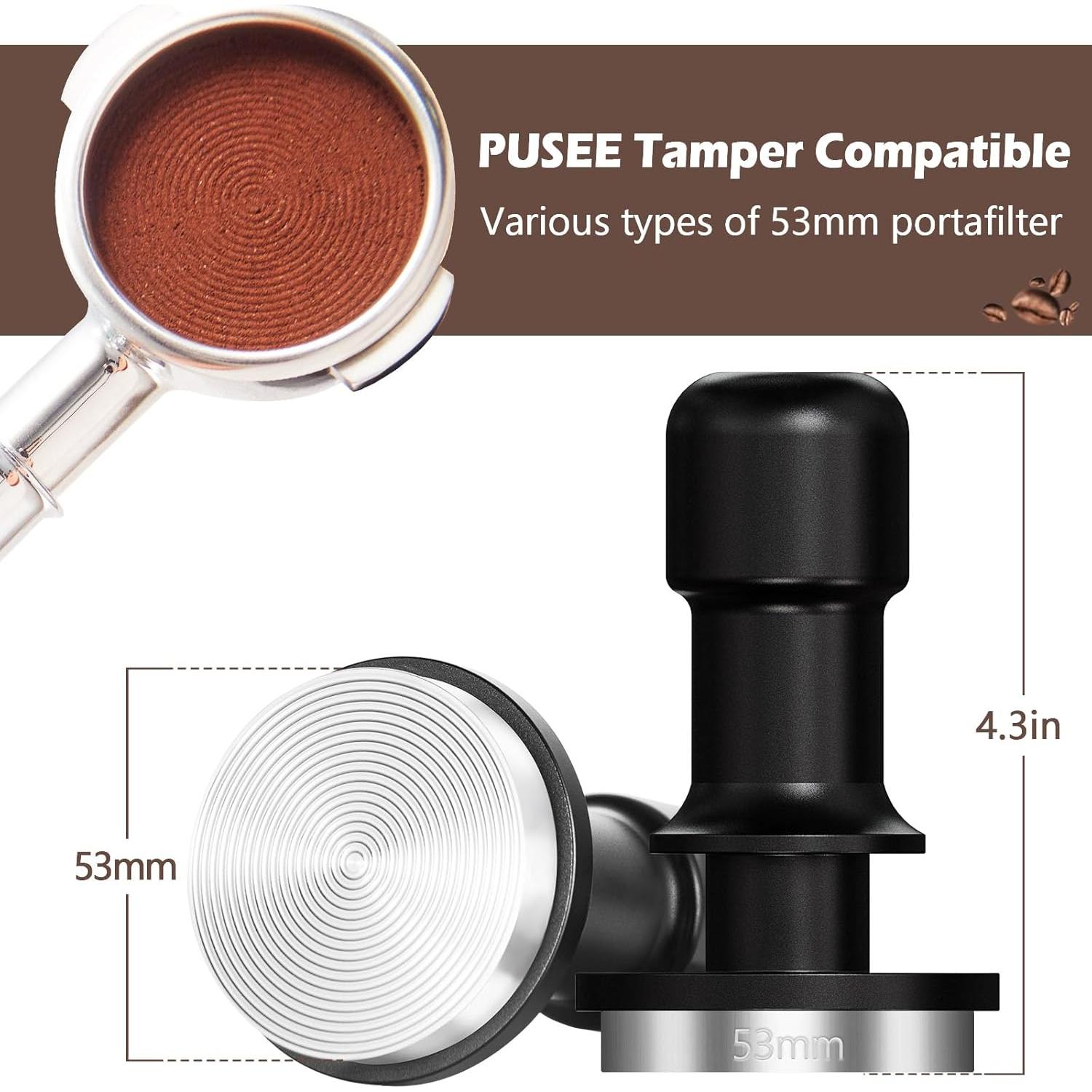 Prensa de Espresso PUSEE 53mm Acero Inoxidable Calibrada 30lb