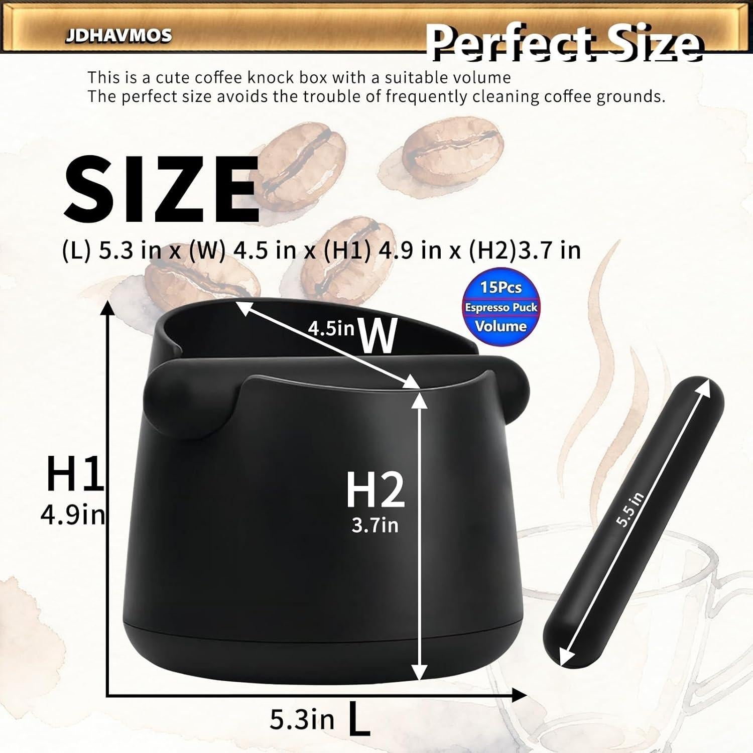 Caja de Golpe Espresso JDHAVMOS con Toalla Barista Negra