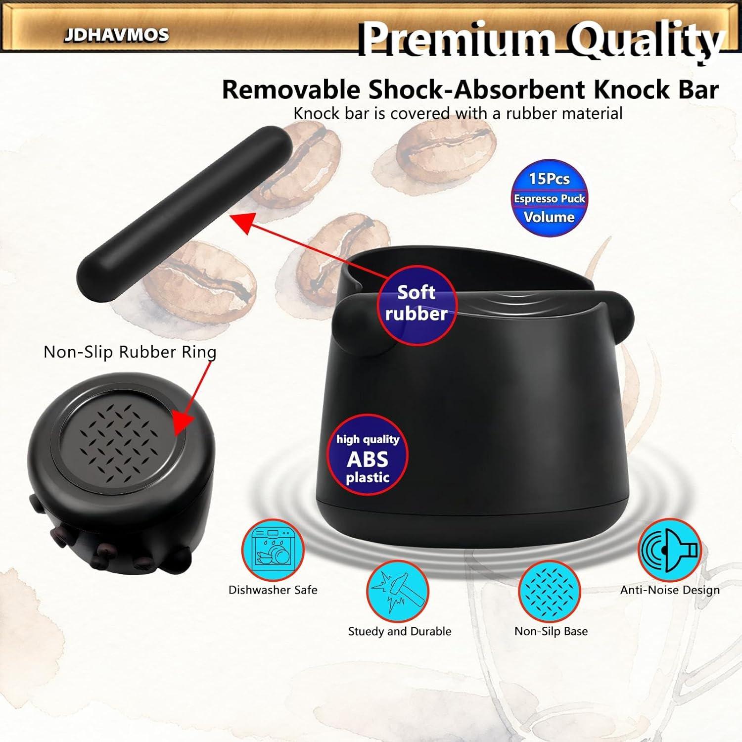 Caja de Golpe Espresso JDHAVMOS con Toalla Barista Negra