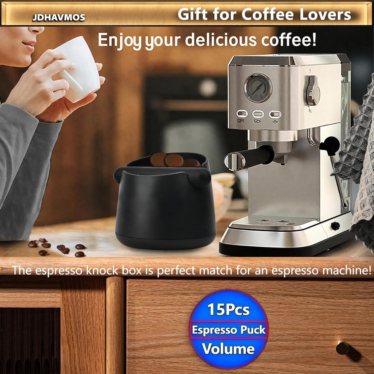 Caja de Golpe Espresso JDHAVMOS con Toalla Barista Negra