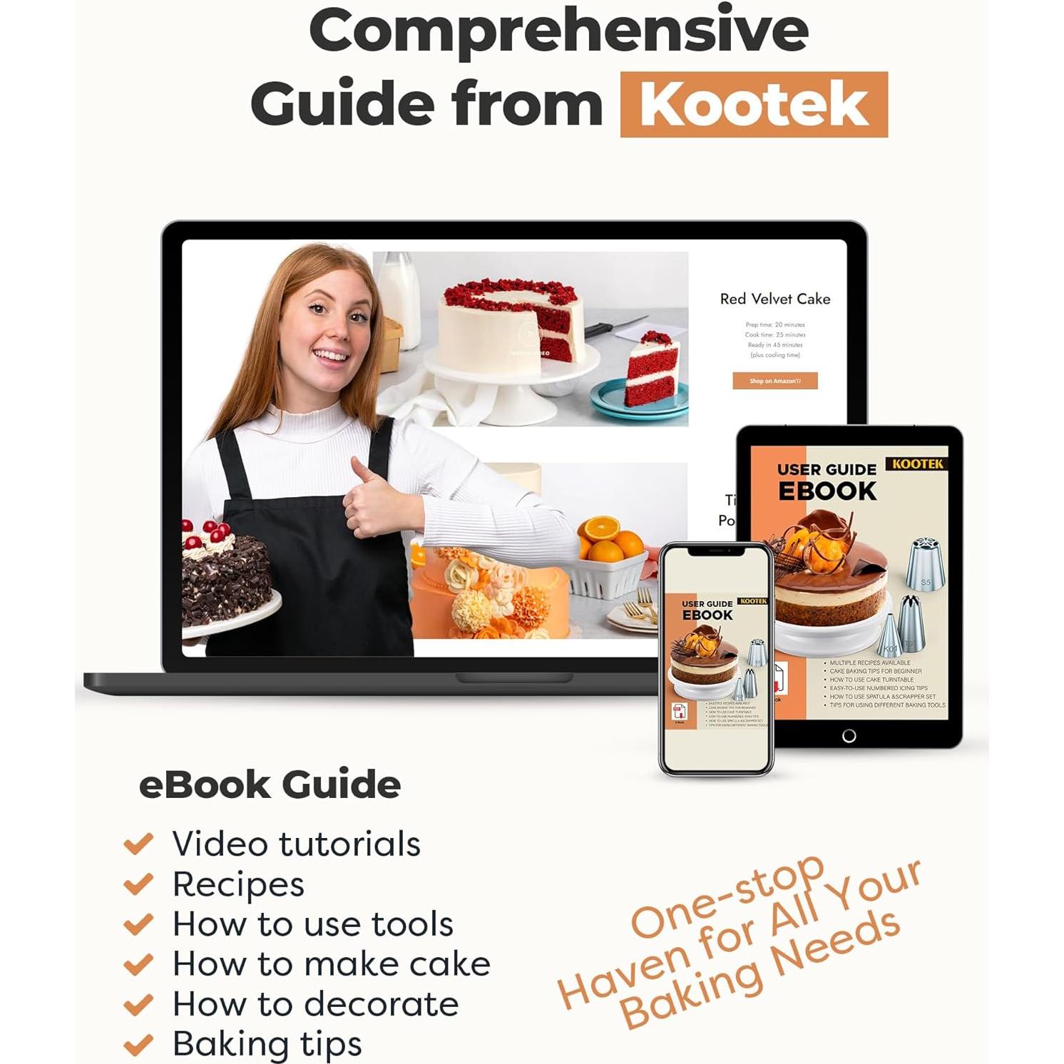 Kootek Kit de Decoración de Pasteles 71 Piezas con Plato Giratorio