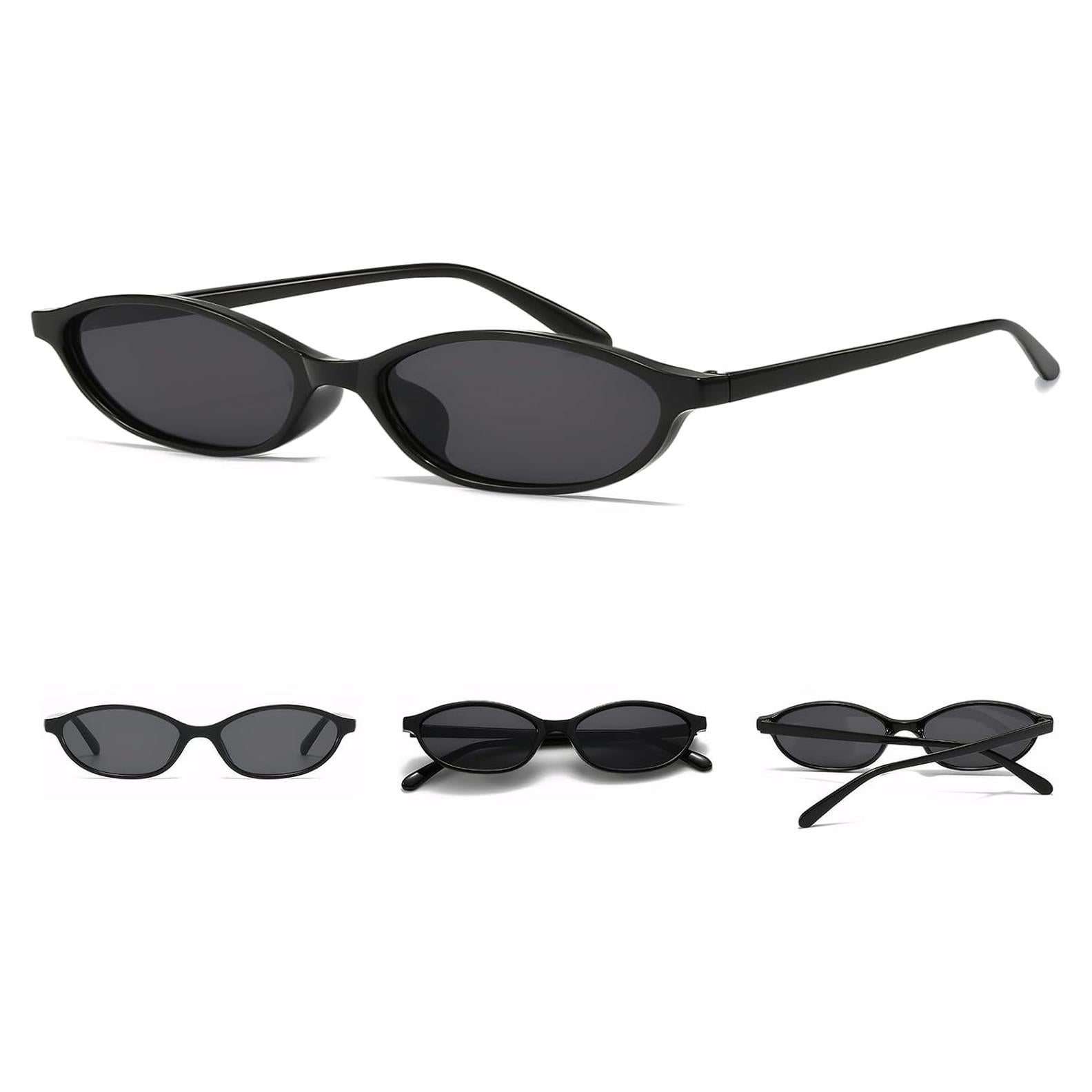 Oval Sunglasses for Women Retro Cat Eye 90s y2k Trendy Thin Sunglasses Womens UV Protection