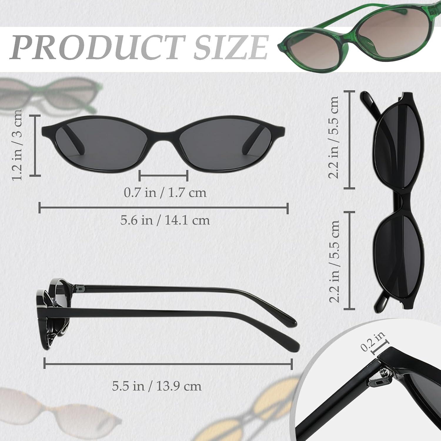Oval Sunglasses for Women Retro Cat Eye 90s y2k Trendy Thin Sunglasses Womens UV Protection