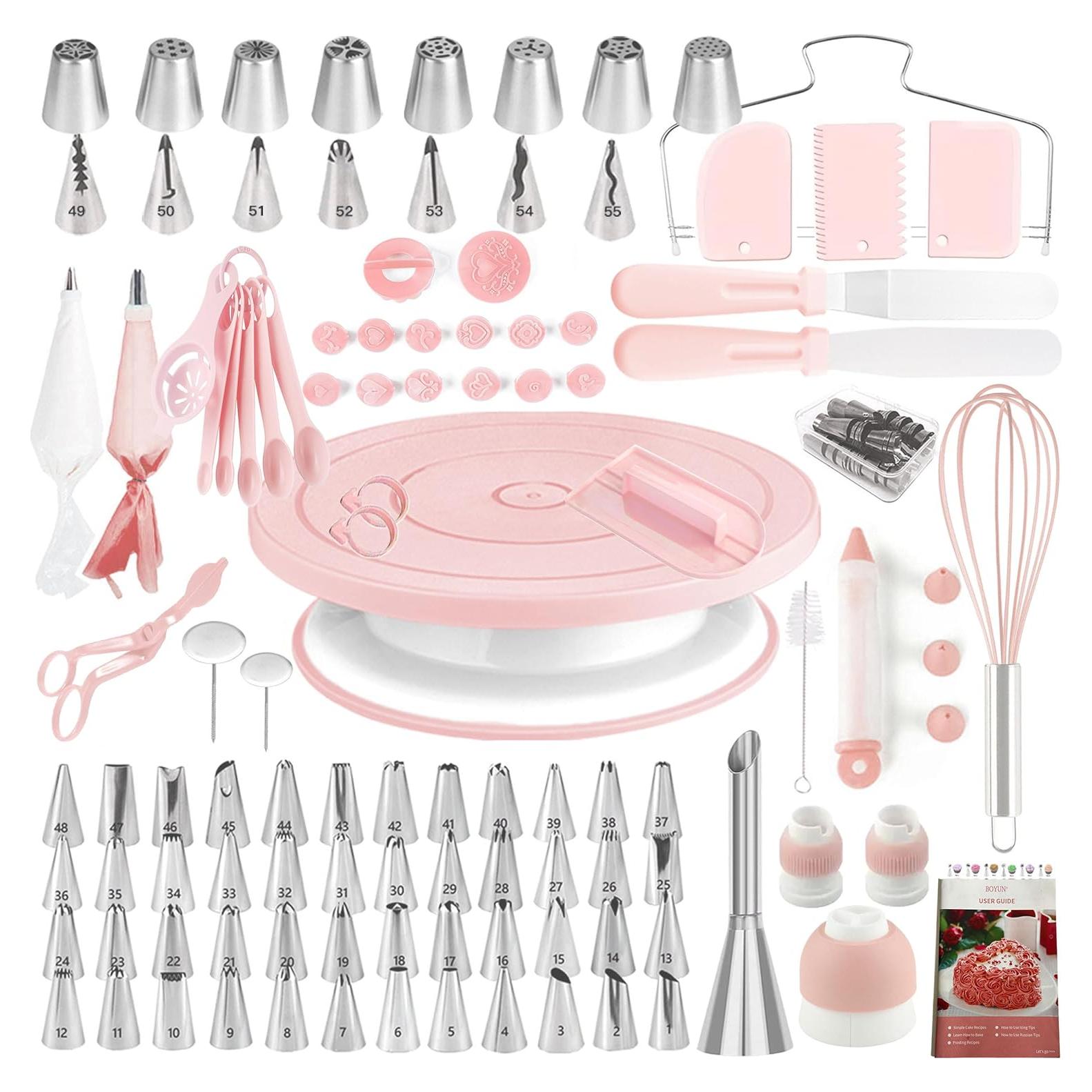 Kit de Decoración de Pasteles 137 Piezas Rosa Claro