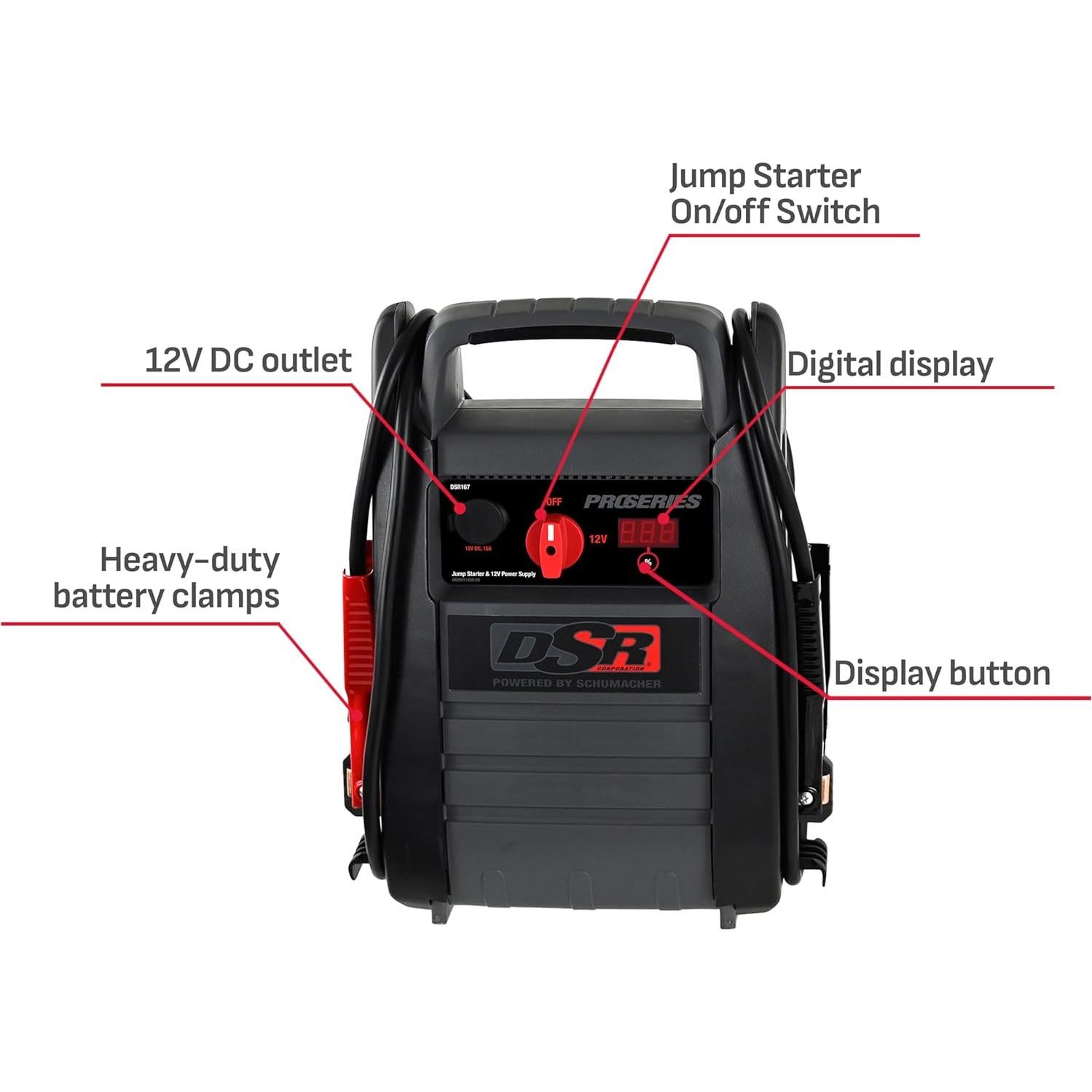 Arrancador de Salto Schumacher DSR167, 2250 Amperios, 12V