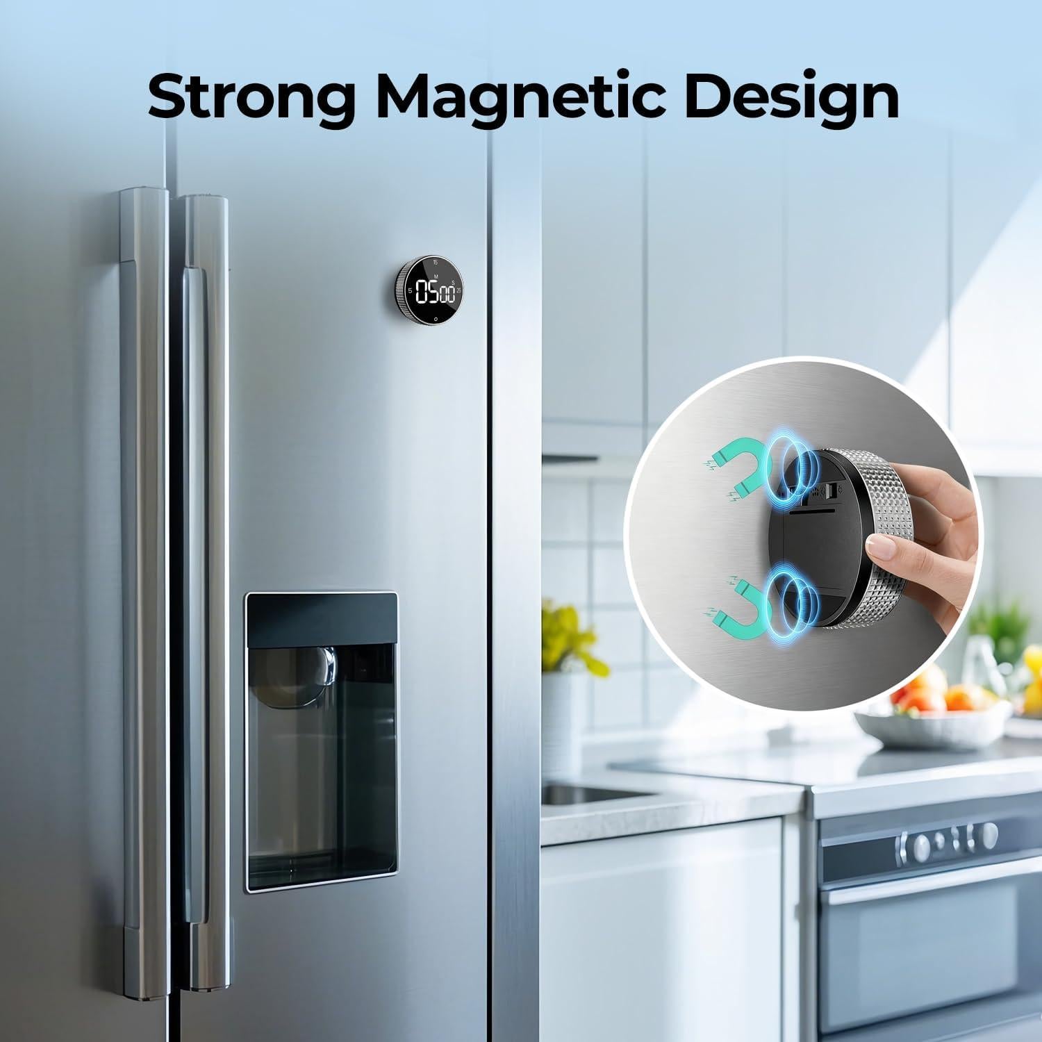 Temporizador de cocina magnético Allbean 800mAh LED Plata