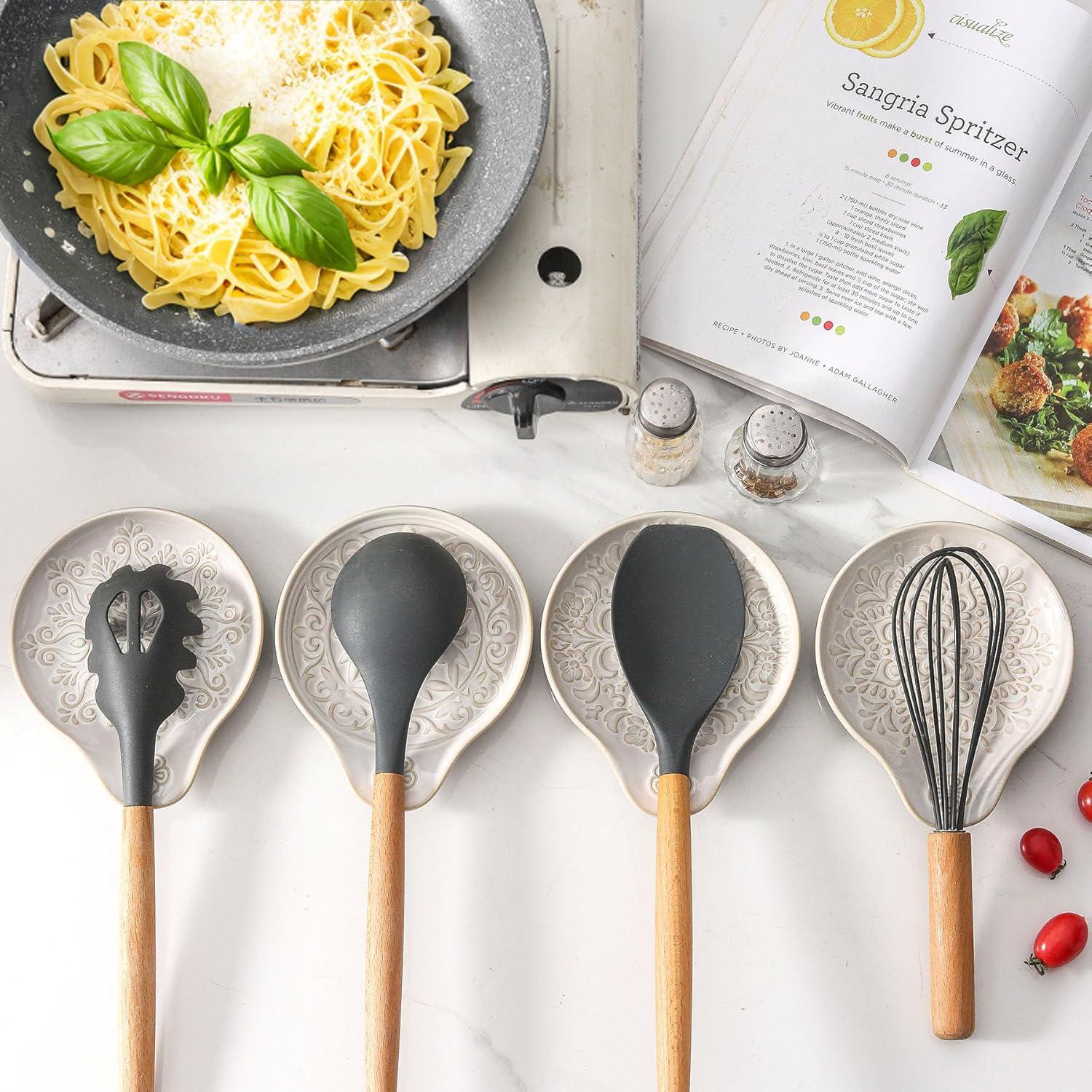 Soporte de Cuchara de Cerámica Howise Blanco 12.7x12.7 cm