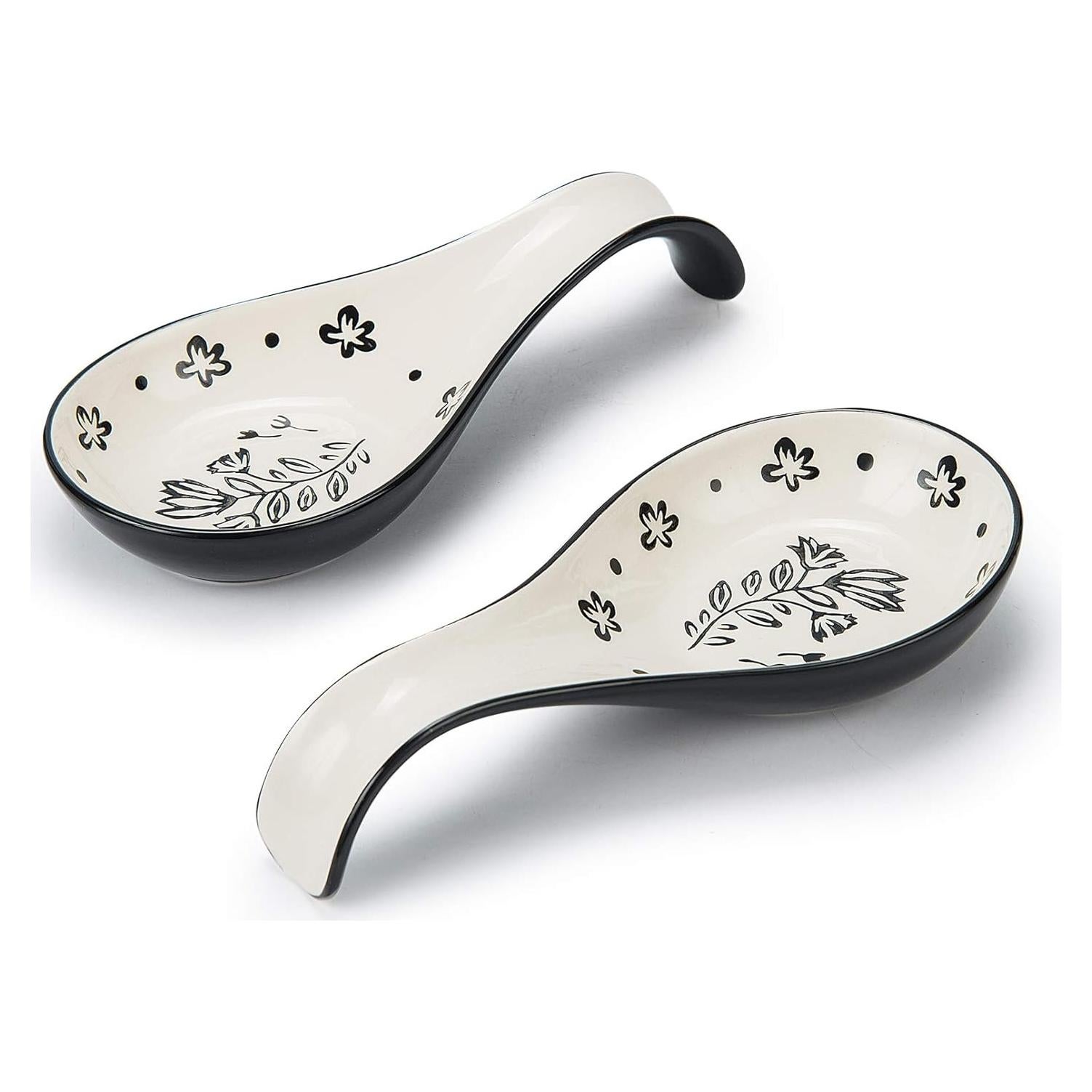 Soporte para cuchara de cerámica Wisenvoy - Set de 2 - Negro